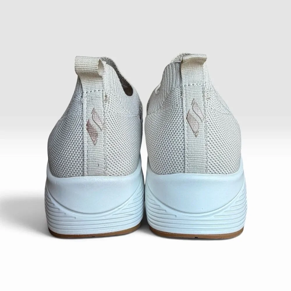 Skechers Uno Cross Knit Womens 9 Off White Slip On Sneakers 177110 Memory Foam